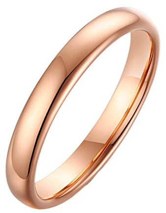 Bishilin Ring Damen Wolframcarbid, Freundschaftsringe 3MM Schmal Bandring Partnerringe mit Gravur Frauen Ringe Rosegold Personalisiert Gr.55 (17.5)