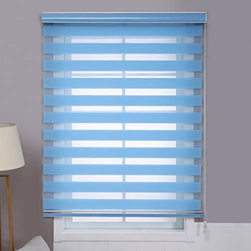 RYNS Verdunklungsrollo Fensterrollo 120x300cm Doppelrollo verdunkelnd Wandmontage Verdunklungsrollo Dachfenster Doppelrollo Klemmrollo für Fenster & Tür Fensterrollo, Blau