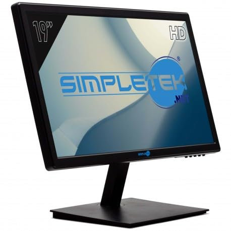 SIMPLETEK - Monitor 19 HD Pannello TN WLED 16:9 VESA 75x75mm Speaker integrati HDMI VGA Audio-in 3,5mm | Schermo PC Computer Console Ufficio Casa Scuola