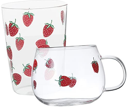 Cabilock Lot De 2 Tasses En Verre À Motif Fraise Pour La Maison Le Bureau La Fête La Bière Le Cocktail