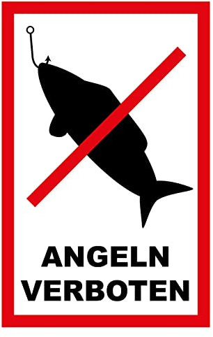 Blechschild 12x18cm gewölbt Angeln verboten Deko Geschenk Schild
