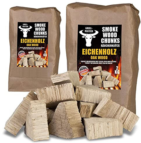 Grillmaster Trozos para Fumar Roble leña Madera 4 kg XXXL Ahumado Madera para Fumar