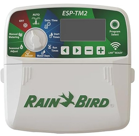 GNCGarden Rain Bird Programador de riego de 4 Estaciones - Controlador ESP-TM2I-230V Compatible con WiFi/WLAN – Interior - Incluye Transformador y Manual de Instrucciones.