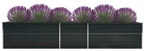 Hommdiy Garten-Hochbeet Verzinkter Stahl, Pflanzkasten Blumenkasten Gemüsebeet Pflanzkübel Pflanzbeet,Anthrazit (Anthrazit-400 x 80 x 77 cm)