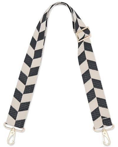 Expatrié Taschengurt zum Wechseln - Jeanne Fischgrät Schwarz - Verstellbarer Schultergurt für Taschen Umhängetasche Bauchtasche - Flexibler Handtaschen Gurt mit Karabiner