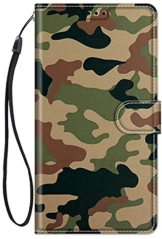 ChoosEU Hülle für Xiaomi 13T / Xiaomi 13T Pro Klapphülle Muster Handytasche Schutzhülle Flip Case Stoßfeste Silikon Motive für Mädchen Handyhülle Motiv Klappbar Lederhülle Cover Xiaomi 13T - Camo Grün