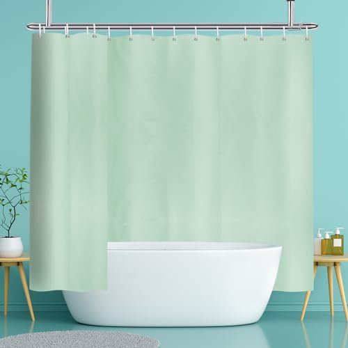YISURE Duschvorhang mit Gewicht Grün 240x200, extra breiter Duschvorhang Textil wasserabweisender für Bad und Badewanne, Breite 240 x Höhe 200cm