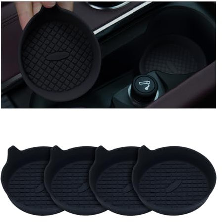 CGEAMDY 4 Stück Universal Auto Getränkehalter Untersetzer, Auto Tassenhalter Silikon Untersetzer Anti-Rutsch, Hohe Temperaturbeständigkeit Tassenhalter(Schwarz)
