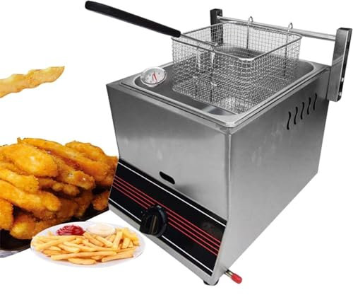 SenhE Friteuse à Gaz Commerciale, Friteuse à Gaz Professionnelle, Friteuse Double Grande Capacité 6L, avec Paniers Amovibles, pour Cuisine de Restaurant Commercial