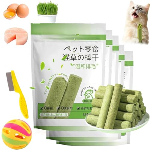 Berdexa Cat Grass Teething Stick, Verdexa Cat Grass Sticks, Cat Grass Teething Stick Cuddles And Meow, Cat Grass Teething Stick Hairballs, For Cat Cadental Care (5pcs)