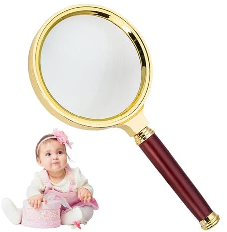 Loupe vintage - Loupe 10x en bois de laiton antique | Loupe en verre et métal avec poignée en bois de santal - Lecture d'impression fine pour la lecture des personnes âgées - Faible vision -