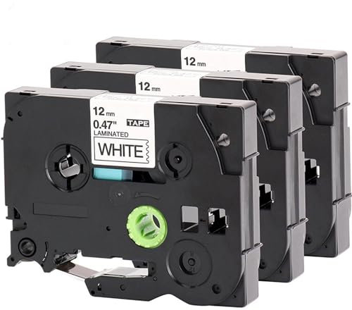 Nanologic 3x Kompatibel für Brother P-touch Bänder 12mm, Schwarz auf Weiß TZe231 AZe231 P touch, Schriftband für Brother Beschriftungsgerät Ptouch 1010 H105 1000 1005 1280 D400 1250
