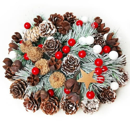 Adventskranz Deko,100 pcs Weihnachtskranz Deko,Adventskranz Selber Basteln,Deko Für Adventskranz,Weihnachtsgesteck Deko,Weihnachtsdeko Basteln,Tannenzapfen Deko