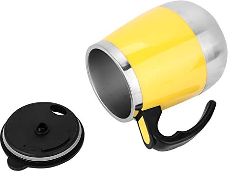 OPPWONG Self Stirring Mug, 400ml Electric Food Grade Plastic Mixing Self Stirring Coffee Mug Self Stirring Cup with Heat Insulation for Home Office School (Yellow)