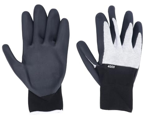 ViaGasaFamido Isolierhandschuhe 400V Elektrikerhandschuhe rutschfest L-Größe Hochspannungsbeständig mit rutschfester Textur ideal für Kabelinstallation und Kabelentfernung