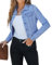 Roskiky Cowgirl Jacke Jeansjacke Kurz Damen Mittelblau XXL