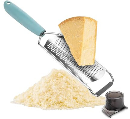 Avilia Grattugia Manuale in Acciaio Inox con Protezione per le Dita - Taglio Fine e Sicurezza Garantita per Ogni Preparazione - Impugnatura Ergonomica Antiscivolo - Lavabile in Lavastoviglie