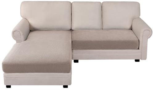 BellaHills Copridivano componibile, fodera per divano a forma di L, separato, per divano componibile (chaise longue + 2 posti, sabbia)