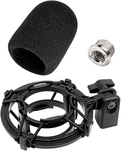 Etour AT2020 Mikrofon-Stoßdämpferhalterung mit Pop-Filter, speziell für Audio-Technica-Mikrofon, Anti-Vibrations-Aufhängung, Stoßhalter-Clip, kompatibel mit AT2020USB+ AT2035 ATR2050 AT3035 AT3060