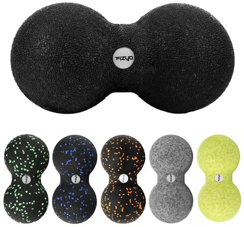 Fizyo Duoball 16x8 cm - Faszienball für Rücken, Nacken & Triggerpunkt Therapie, EPP Massageball für Wirbelsäule, Physiotherapie & Schmerzlinderung, Doppelball für Tiefengewebsmassage - Schwarz