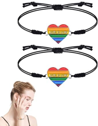 BNREOZA 2 Stück LGBT Regenbogen-Armband für Damen und Männer - Gay Pride, Lesben und Schwule, BFF, LGBTQ Couple's Magnetic Bracelet