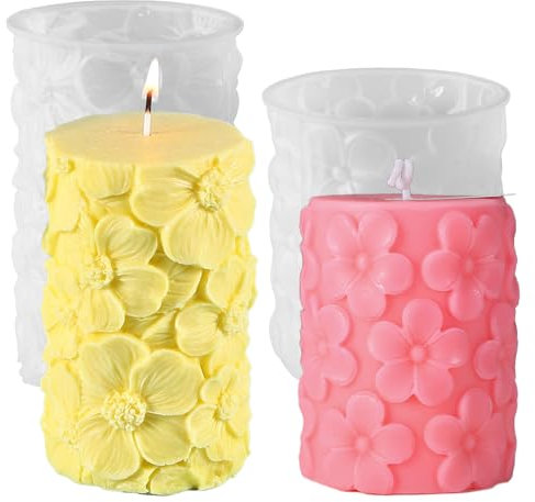 Stampi per Candele in Silicone 2 Forme 3D - Stampo per Creare Candele Artigianali Fai da Te Riutilizzabili e Resistente