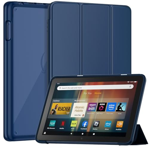 Mansiruyi Triple Tablet Case for 8inch Tablets(oNLY 2024/2022/2020, 12/10th Gen), Not Fits iPad TCL 8 inch Tablets, Slim Lightweight Smart Stand Case with Auto Sleep/Wake - Navy Blue