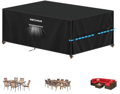 SIMPHAUS Housse Salon de Jardin Exterieur,Housse de Protection Table de Jardin,Bache Salon de Jardin Exterieur Impermeable,Anti-UV 420D Oxford Tissu Housse Canape Exterieur 220x120x75cm