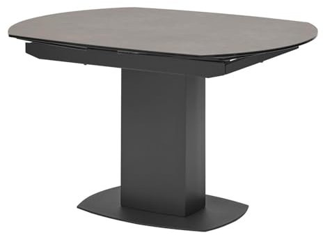 Esstisch - 130 x 100 cm - Anthrazit - Taupe - Keramik - Metall - ausziehbar