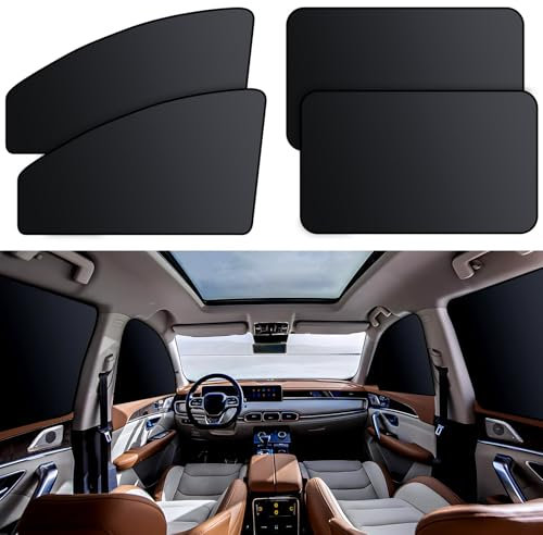 Omnikryp 4 Piezas Parasol de Coche Bebe, Protección UV Protección contra el Calor, Magnético Cortinas Parasol Fácil Instalación, Protector Solar para Coche para Viajes Camping, para Niños y Mascotas