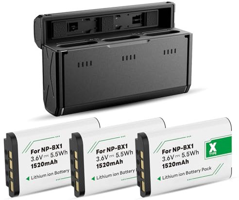 OHZHAO 2 Pack NP-BX1 Battery with Charger, 1520 mAh Battery for Sony NP-BX1/M8, ZV-1, ZV-1 II, Cyber-Shot DSC-HX80, HX90V, HX95, HX99, RX1, RX1R II, RX100 (II/III/IV/VA/VI/VII), FDR-X3000 HDR-AS5,HDR