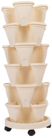 6 Tier Vertical Garden Planter Strawberry Planter with Watering Bottle Removable Wheels and Tools Stackable Planters for Strawberry Garden Greenstalk and Flower