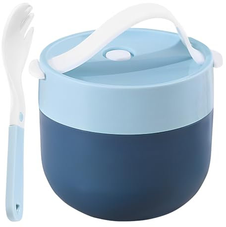 Générique Lunch Box Isotherme, Alimentaire Chaud, Boite Pour Repas Chaud, Etanche, 600 Ml, Portable En Acier Inoxydable, Avec Cuillère, Bleu, Pour Le Travail, L'école, Le Pique-nique, Le Voyage