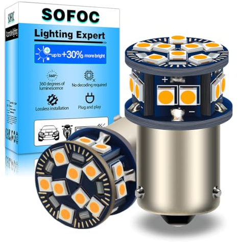 SOFOC BAU15S PY21W LED Lampadina Frecce Giallo Ambra 6V 12V 24V 6-60V AC/DC Canbus Ready per Moto & Auto 2Pcs