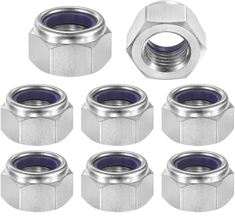 M METERXITY 8-Pack Nylon Insert Hex Lock Nuts, M27 x 3mm Thread 304 Stainless Steel Self-Locking Locknuts Hexagon Nut Metric Nuts for Machinery/Home Repair/Industrial Fasteners