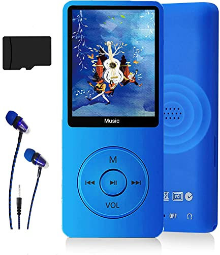 MP3-Player, Musik-Player mit 16GB Micro SD Karte, Ultra Slim Musik-Player mit eingebautem Lautsprecher, Photo Viewer, Video Play, FM Radio, Voice Recorder, E-Book Reader (Tiefblau)