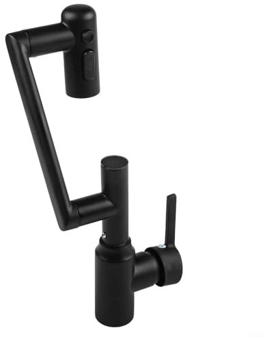 Gdfnmogo Grifo de pantalla digital, grifo de lavabo, rotación de 360 grados, cuerpo de latón, salida de agua ajustable con monitor de temperatura, brazos oscilantes horizontales (negro)