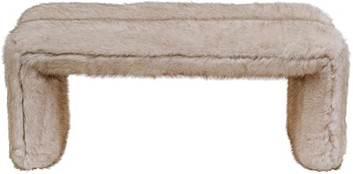 Kare Design Bank Lilja Soft, Beige, Kunstfellbezug, Sitzhöhe 42 cm, schmal, Sitzbank, 1-2 Personen, Polsterbank, Sitzgelegenheit, Hockerbank