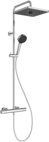 Ideal Standard Ceratherm T25+ Duschsystem, Wassersparende Eco Brause mit variablen Strahlarten, Verbrühschutz und Thermostatfunktion – Chrom (315x510.5x1117 mm)