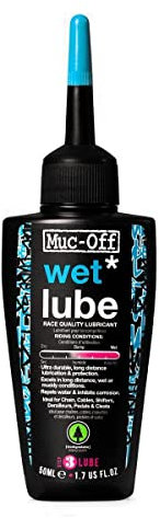 Muc-Off Wet Chain Lube Nass Kettenöl Fahrrad, 50 ml - Biologisch Abbaubares Schmierfett Kettenfett, Kettenspray Fahrrad, Für alle Arten von Fahrrädern - Formuliert für Nasse Wetterbedingungen