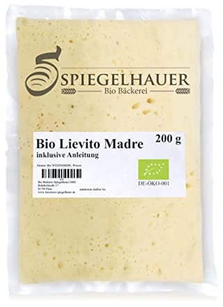 Bäckerei Spiegelhauer Bio Lievito Madre 200 g frischer Bio Weizen-Sauerteig I Backen ohne Hefe I Anstellgut triebstark für Brot, Brötchen, Pizza, Ciabatta I ohne Glas