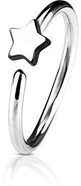 Tapsi´s Coolbodyart® Piercing Ring Continous für Nase Ohr Edelstahl Chirurgenstahl 316L 8mm Stern Silber