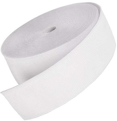 Flache Gummibänder | Stretchband zum Nähen von Gummibändern | Taillenbänder, Nähen, Perückenherstellung | 6 Meter (Weiß, 50mm)