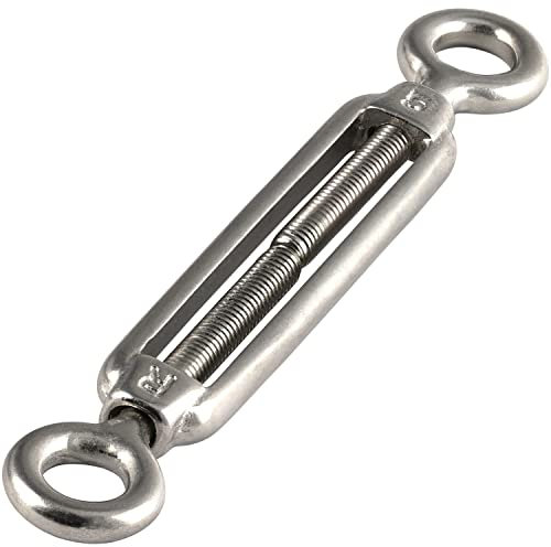 OPIOL QUALITY® Spannschloss Auge - Auge M12 aus Edelstahl A4 V4A (4 Stück) ähnl. DIN 1480 Spannschlösser Wantenspanner Drahtspanner Spannschraube Seilspanner