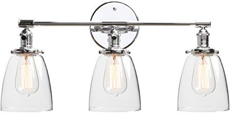 Phansthy 3 Glocke Retro Design Klar Glas Modernes Wandbeleuchtung Wandleuchten Vintage Industrie Loft-Wandlampen Antik Deko Design Wandbeleuchtung Küchenwandleuchte (Chrome Farbe)