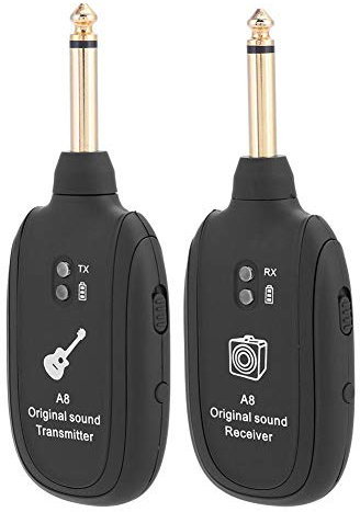 Audio Transmitter Receiver System,Gitarre System Gitarre transmitter Drahtloses UHF Sender Empfänger Eingebaut Wiederaufladbare Lithium Batterie Max 50M Übertragung Bereich für E-Gitarre Bass usw