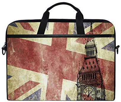 Big Ben mit Union Jack Flagge Laptop Umhängetasche Reisetasche für Herren Damen Business Tragbare Tragetasche Computer Laptop Handtasche für Notebook Tablet