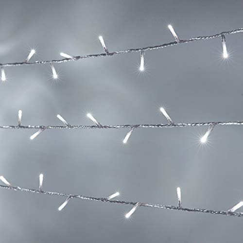 Lights4fun 300 White LED Connectable Fairy Lights Clear Cable Battery with Timer Indoor & Outdoor Use