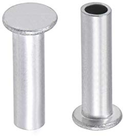 sourcing map 100 Stück Aluminium Halbhohle Nieten M5x18mm Halbrundnieten | Flachkopf-Halbröhrennieten Silber