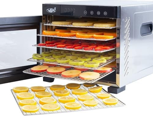 Vita5 Essiccatore Alimentare con 6 Vassoi in Acciaio Inox - Essicatore Frutta e Verdura 24 Ore Timer - Disidratatore Alimenti Temperatura Regolabile 35-75°C - 650W Essiccatore da Casa in Inox